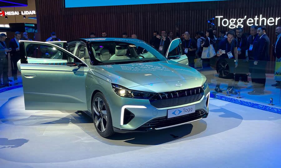 The Togg T10F (shown) and T10X use a monocoque chassis made of advanced high-strength steel.