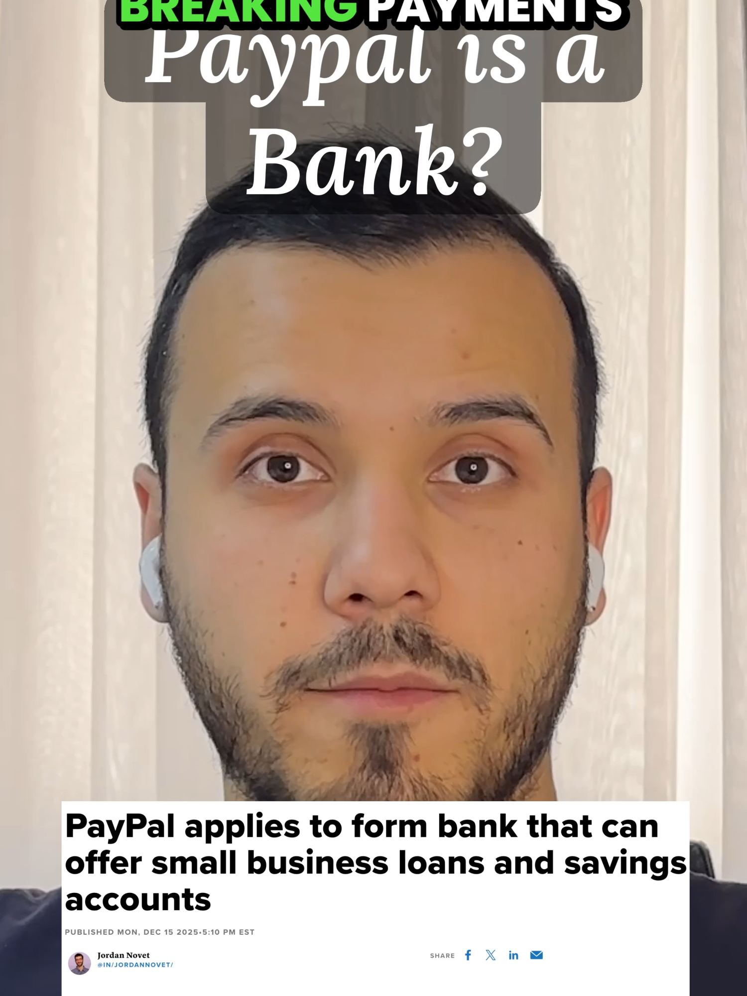 @samboboev BREAKING: @paypalfiles for bank charter in lending push #fintech #pay…