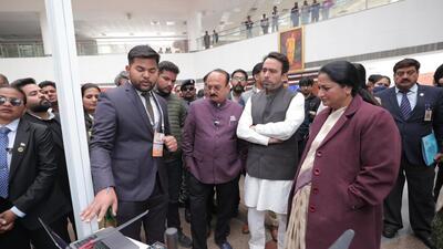 Delhi education minister Ashish Sood and CM Rekha Gupta at the Delhi Startup Yuva Festival. (@ashishsood_bjp/ X)