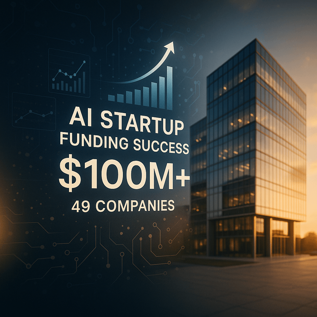 49 US AI startups raised $100M+ in 2025, matching 2024's record year
