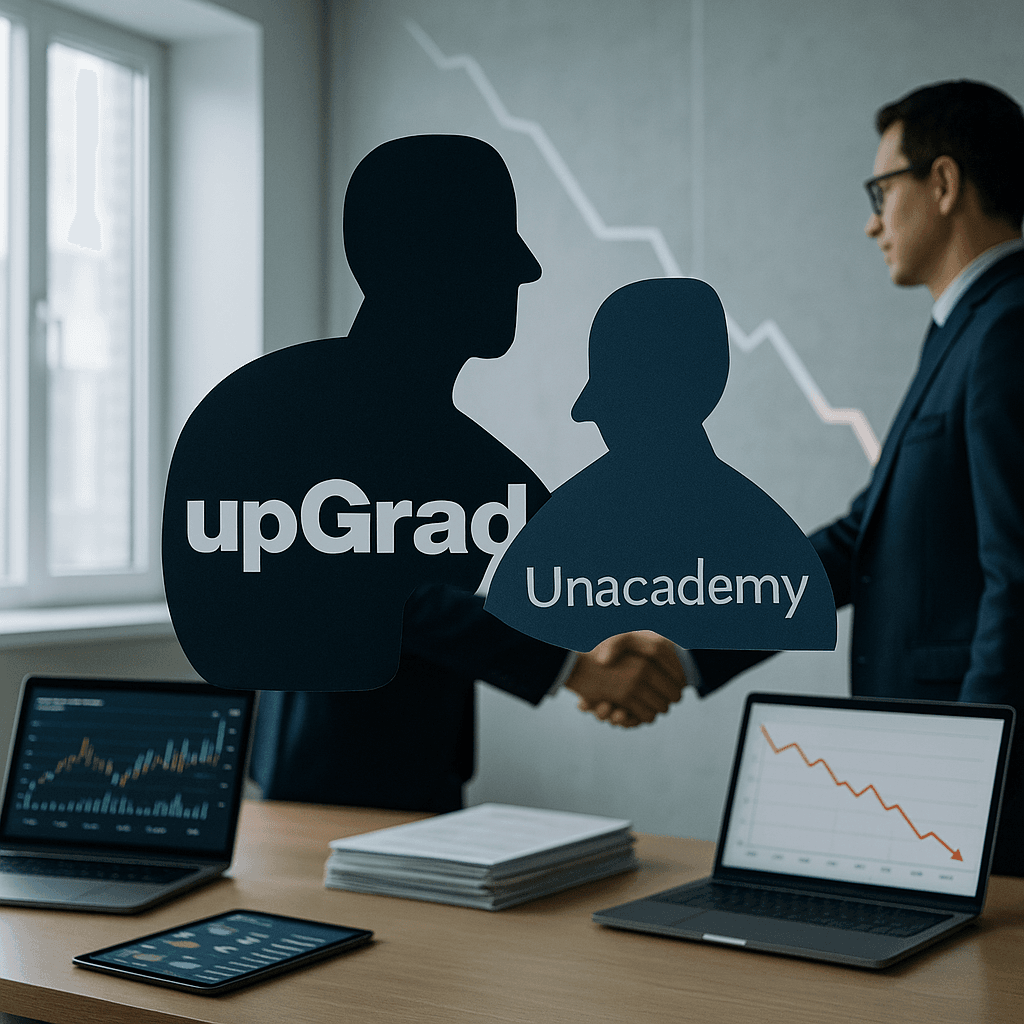 Unacademy's $3B Crash Ends in upGrad Acquisition