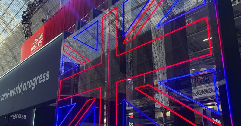 A Union Jack flag at London Tech Week