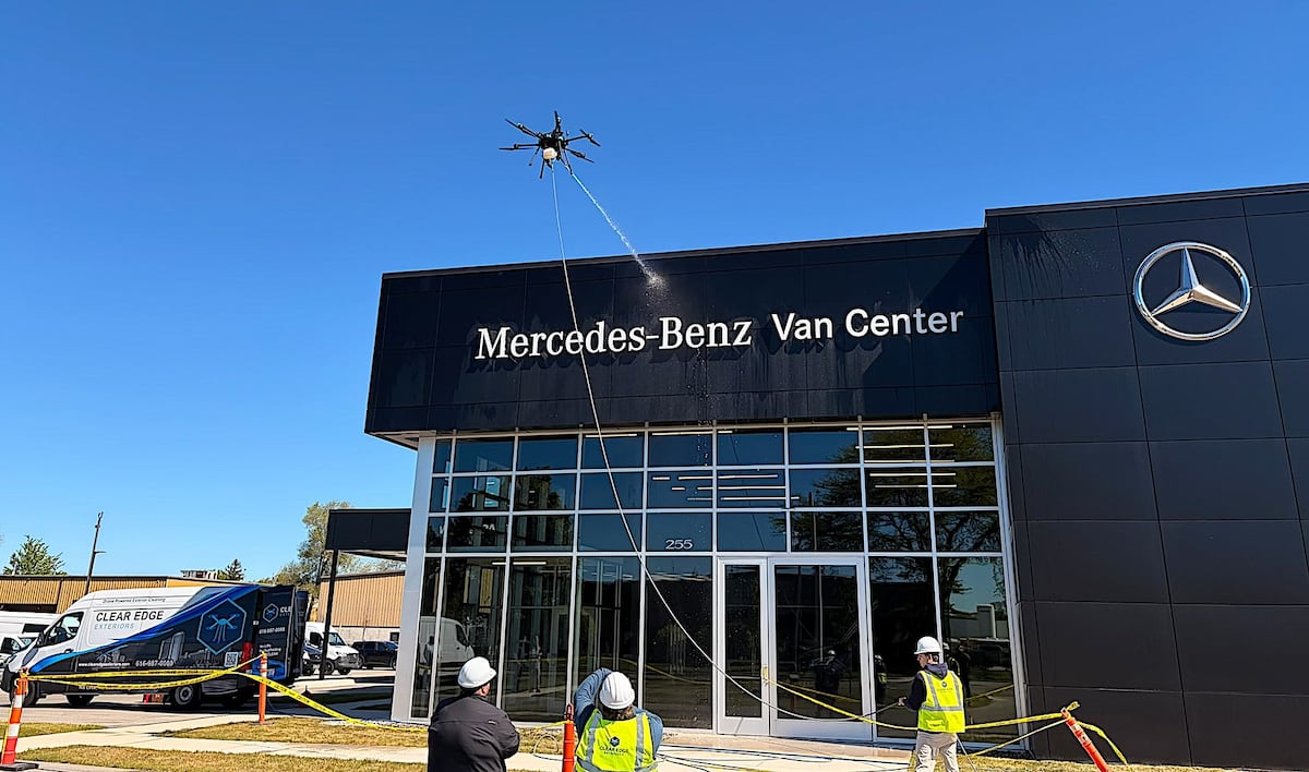 AI took his tech job. Now his startup uses drones to wash buildings.