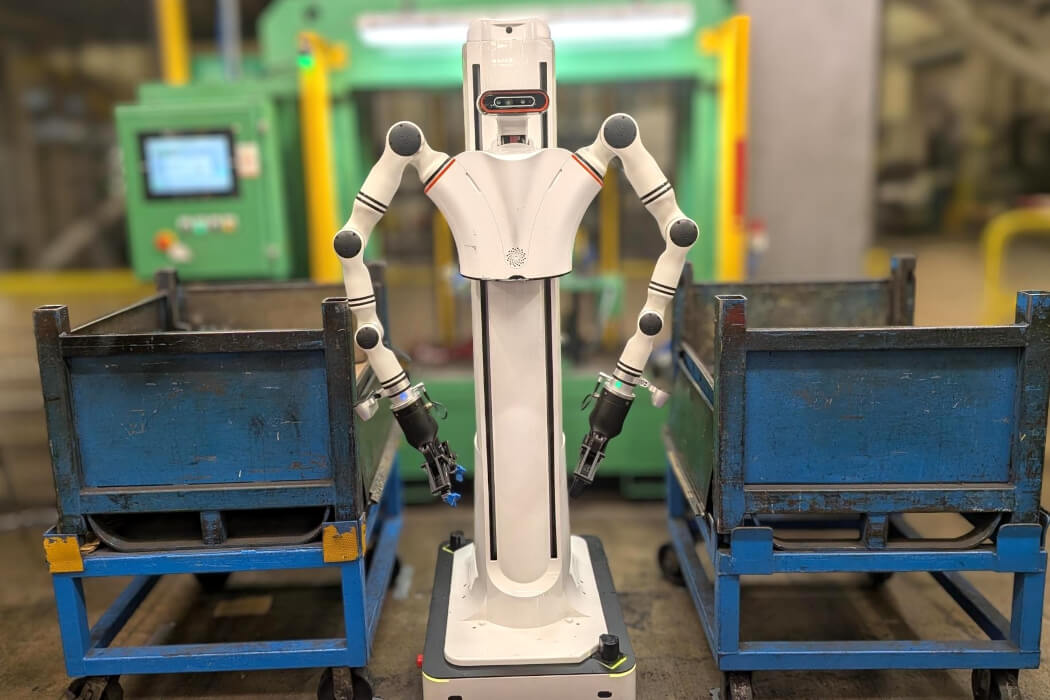 An industrial robot inside a factory