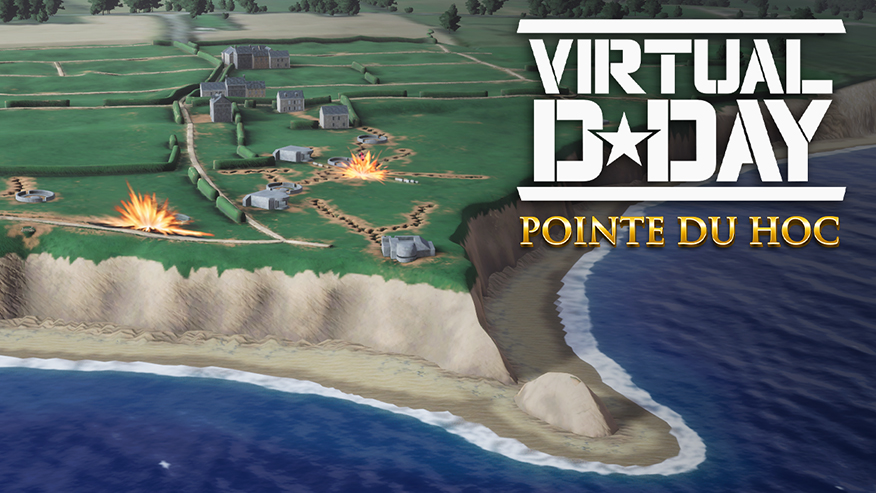 Screenshot of the terrain and military operations in Virtual D-Day: Pointe du Hoc simulation